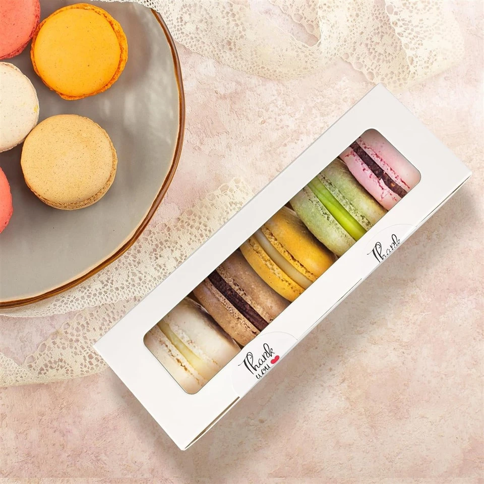 Custom Long White Window Box For Macarons & Truffles high quality
